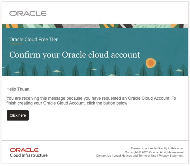 oracle cloud free tier email verification